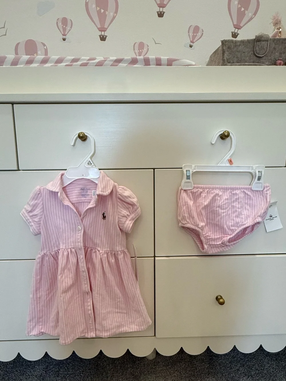 Ralph Lauren Pink Striped Polo Dress with Matching Bloomers